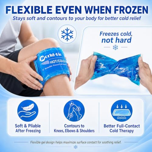 Soft Ice Packs Reusable Gel Pack 2, Hot and Cold Gel Ice Packs for Injuries, Headaches, Joint Pain Relief, Comfort Ice Pack Flexible Therapy on Neck, Ankle, Knee, Leg, Shoulder, Elbow, Wrist, Feet