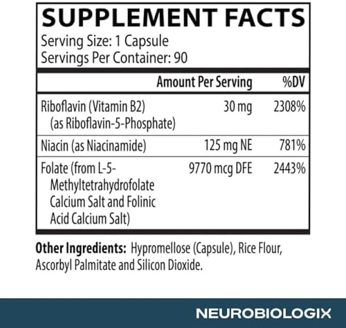 Neurobiologix Methyl Folate Plus, L-5 Methylfolate, 90 Capsules | Folinic Acid & B Vitamins, Brain & Heart Function, for Men & Women, Gluten-Free