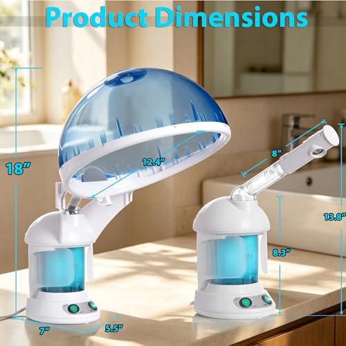 SUPER DEAL Hair Steamer PRO 3 in 1 Multifunction Ozone Facial Steamer with Bonnet Hood Attachment