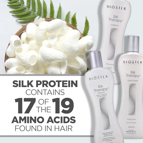 BioSilk 3-Piece Silk Therapy Kit, Shampoo, Conditioner & Serum for Healthy, Shiny, Manageable Hair, Sulfate-Free, Paraben-Free, Cruelty-Free