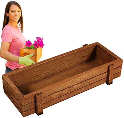 Wooden Plant Seeds Box, 2 Colors Randomly Indoor Outdoor Windowsill Kitchen Garden/Flower Planter Trough (3Pcs)
