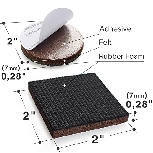 X-PROTECTOR Non Slip Furniture Pads – 12 Premium Furniture Grippers 3"! | Best SelfAdhesive Rubber Feet Furniture Feet – Ideal Non Skid Furniture Pad Floor Protectors – Keep Furniture in Place!
