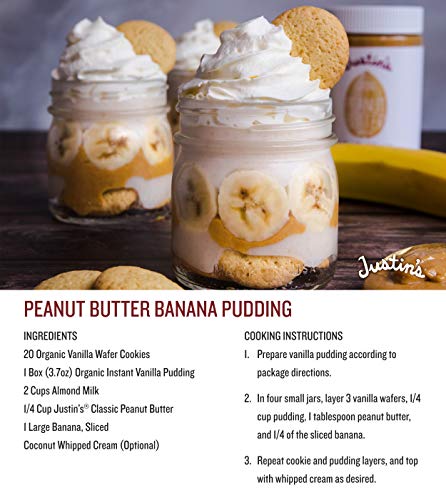 Justin's Classic Peanut Butter, Only Two Ingredients, No Stir, Gluten-free, Non-GMO, Keto-Friendly, Responsibly Sourced, 16oz Jar