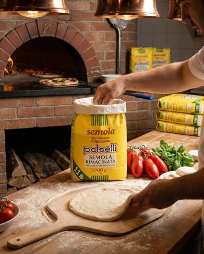POLSELLI Semola Flour, Semolina Rimacinata Di Grano Duro, 1 kg (2.2 lbs)