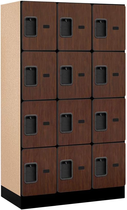 Salsbury Industries Four Tier Designer Wood Locker, Mahogany, 6' 3" x 18"