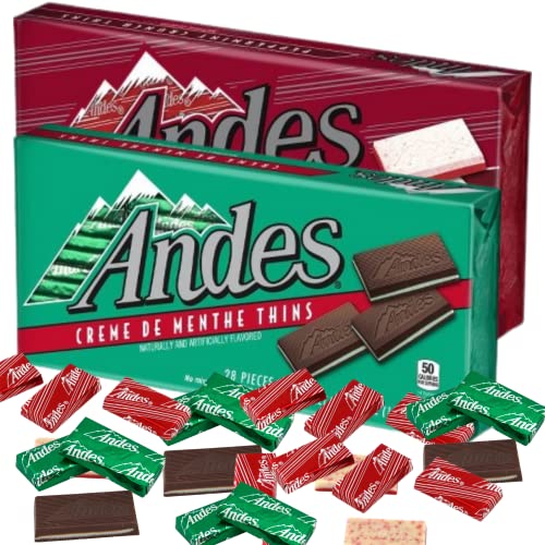 Andes Mint and Peppermint Crunch Thins Chocolate Pack, Holiday Candy Treat Boxes, Set of 2, 28 Pieces in Each