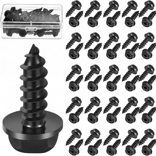 BBTO 50 Pcs License Plate Screws 3/4" x 1/4" Stainless Steel License Plate Bolts with Rustproof Silver Front Rear Bolt Fasteners Kit for Car