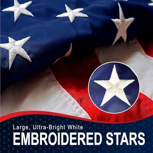 American Flag 6x10 Made in USA – Heavy Duty 2‑Ply Polyester Outdoor US Flag, Embroidered Stars & Sewn Stripes