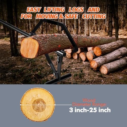 Faeshoo Timberjack Log Roller Lifter, Adjustable Logging Tools Log Rollers Cant Hook, Heavy Duty Steel Log Jack for Rolling Logs Ups to 25" in Dia