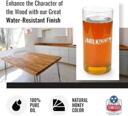 Real Milk Paint, Pure Tung Oil for Wood Finishing, Cutting Boards, Outdoor Furniture, Butcher Blocks, Wood Flooring, Food Grade, Waterproof, 16 oz