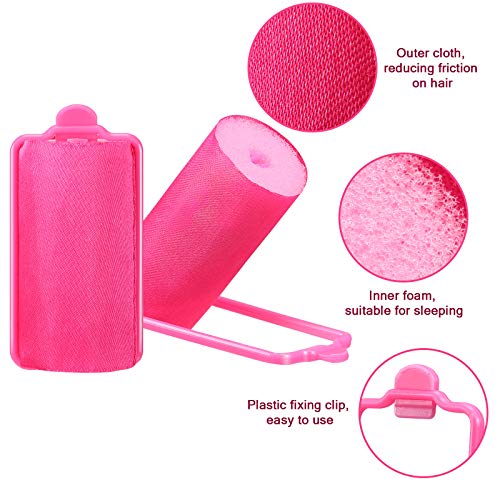WILLBOND 40 Pcs Sponge Hair Rollers Satin Foam Curlers with Clips, Black
