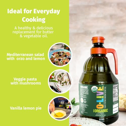 O-Live&Co. Premium USDA Organic Extra Virgin Olive Oil - First Cold Pressed EVOO - Phenolic Rich - Single Origin - Early Harvest - Versatile Oil Cooking & Dressing - 1L