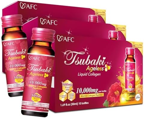 AFC Japan Tsubaki Ageless 10000mg Collagen Drink with Royal Jelly - 3 Pack