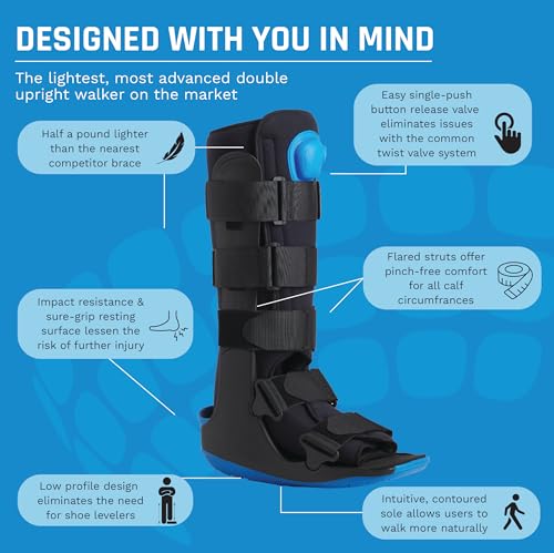 Gen 2 Pneumatic Walking Boot - Lightweight, Low Profile CAM Walker Boot - Premium Medical Boot for Foot Injuries, Ankle Sprains, Fracture Recovery Support, & More (Standard, Small)