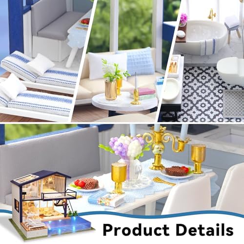 Flever Dollhouse Miniature DIY House Kit Manual Creative with Furniture for Romantic Artwork Gift (Perfect Time Apartment)