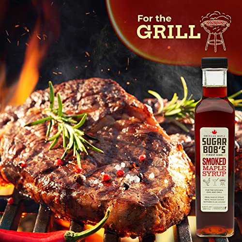 Sugar Bob’s Finest Kind - Smoked Maple Syrup, 8.45 fl oz (1 pk) | Real Maple Syrup Infused with Wood Smoke, Adds Flavor to Dishes, For the Bar