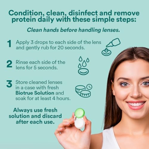 Biotrue Contact Solution, Multi-Purpose Lens Solution for Soft Lenses, Cleans, Disinfects, Removes Protein Build-Up, Dirt & Debris, Hydrates