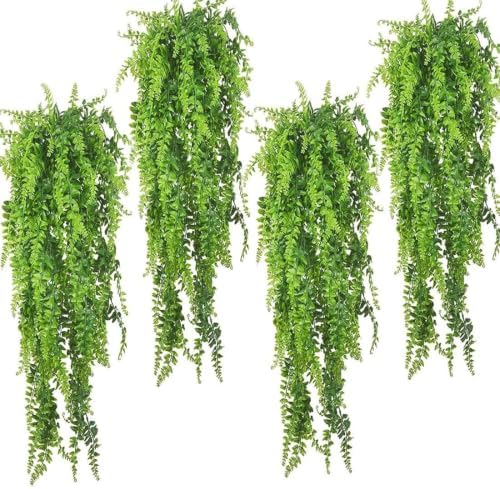 PINVNBY Reptile Plants Hanging Fake Vines Boston Climbing Terrarium Plant with Suction Cup for Bearded Dragons Lizards Crested Gecko Snake Hermit