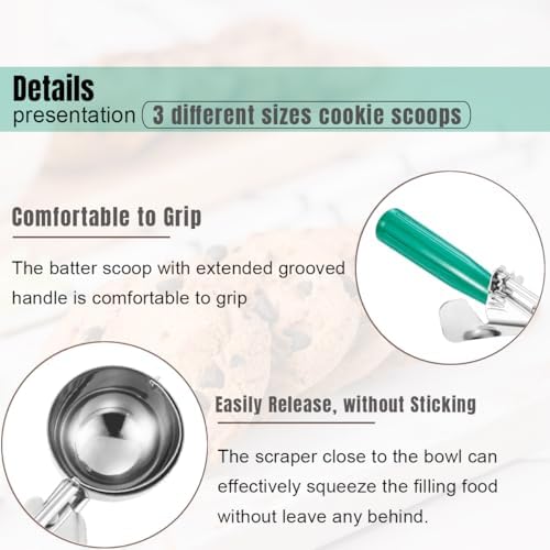 Saebye Cookie Scoop Set, Ice Cream Scoop Set, Cookie Scoops for Baking, Multiple Size Large-Medium-Small Size Disher