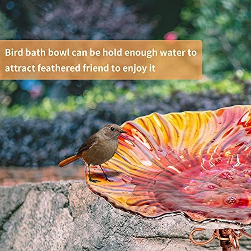 MUMTOP Glass Bird Bath for Outside, Blue Bird Feeder Birdbaths for Oudoors