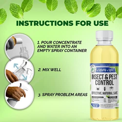 Mighty Mint Peppermint Oil Insect Repellent Spray, 16 oz | Natural Indoor & Outdoor Bug Control for Spiders, Ants, Roaches, Plant-Based, Extra-Strong Formula with Microfiber Cloth