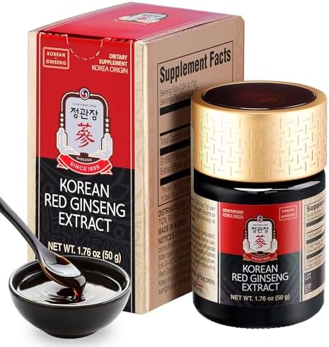 JUNG KWAN JANG Korean Red Panax Ginseng Extract Extra Strength, Energy 240g | Extra Strength, Energy Boost, Boost Immune System, Stamina, Blood Circulation, Memory, Focus, Caffeine Free, Vegan, Non-GMO