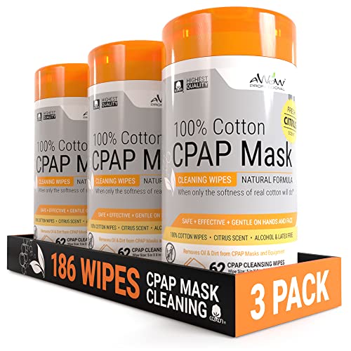 AWOW Scented CPAP Wipes CPAP Mask Cleaner for Daily CPAP/BiPAP Mask Maintenance, 100% Cotton Safe on CPAP Masks