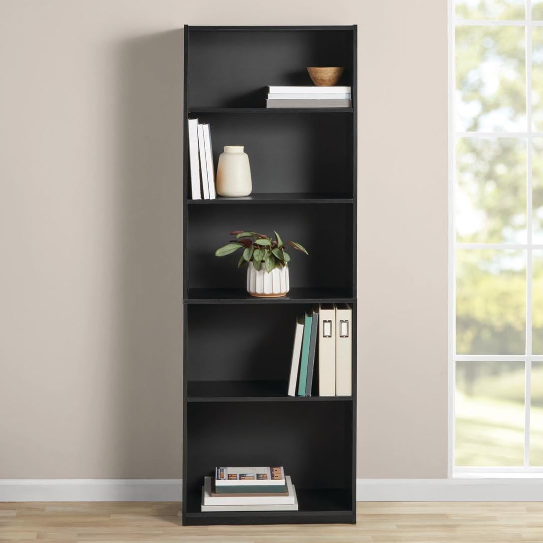 Mainstay` 71" 5-Shelf Standard Bookcase (Black)