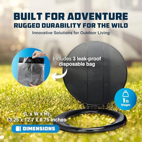 Camco Bucket Toilet Seat with Lid - Converts Standard 5 Gallon Bucket into Portable Toilet for Camping - Convenient Camping Toilet for Hunting &