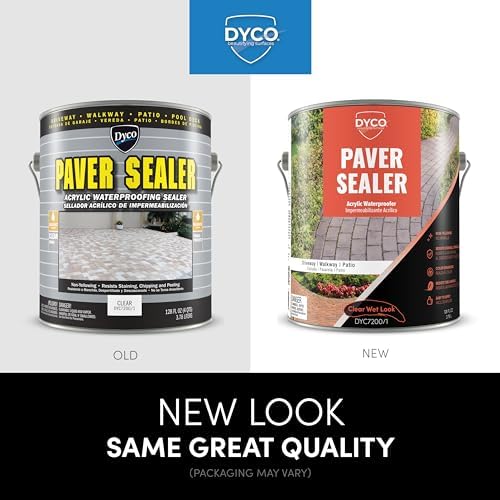 Dyco Paver Sealer Acrylic Waterproofing Sealer - Clear, 1 Gallon, Paver Sealer Wet Look, Concrete Patio Sealer, Concrete Sealer Driveway