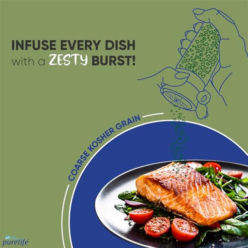 Purelife Himalayan Rock Salt with Mixed Herbs & Spices – Gourmet Kosher Natural Crystal Blend with Minerals in Glass Bottle with Ceramic Mill