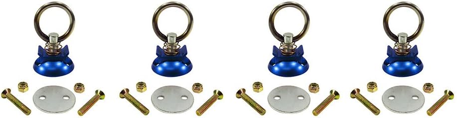 Pit Posse Aluminum L Track Anchor Tie Down Rings (4 Pack) S Track Quick Disconnect System - Enclosed Cargo Trailer, Utility, Flatbed, Truck, SUV, RV, Cargo, Hauling - 4000lb Pull Capacity (Red)