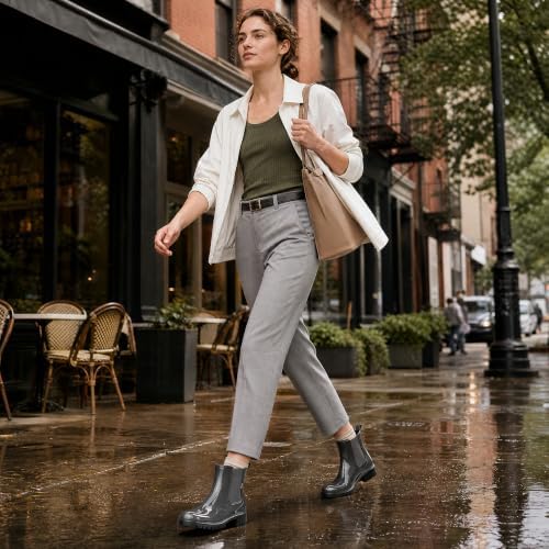 planone Cute Short Rain Boots for Women, Waterproof Chelsea Ankle Boots