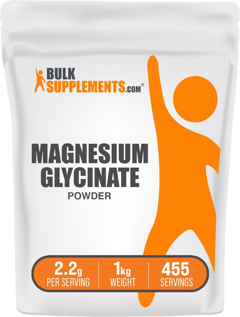 BulkSupplements.com Magnesium Glycinate Powder - Magnesium Glycinate 300mg, Highly Absorbable - Gluten Free, 2.2g per Serving, 500g (1.1 lbs) (Pack of 1)
