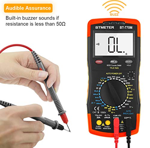 Digital Multimeter TRMS 6000 Count, BTMETER BT-770M Auto/Manual Ranging DMM Electrical Meter Tester for AC/DC Amp, AC/DC Volt