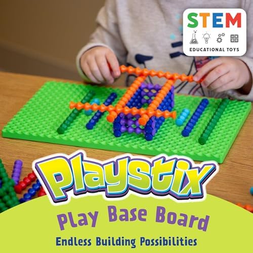 POPULAR PLAYTHINGS Playstix Construction Toy Set, 150 Piece Kit | for Kids Ages 4 and Up, Building Sticks for STEM and Classroom Use