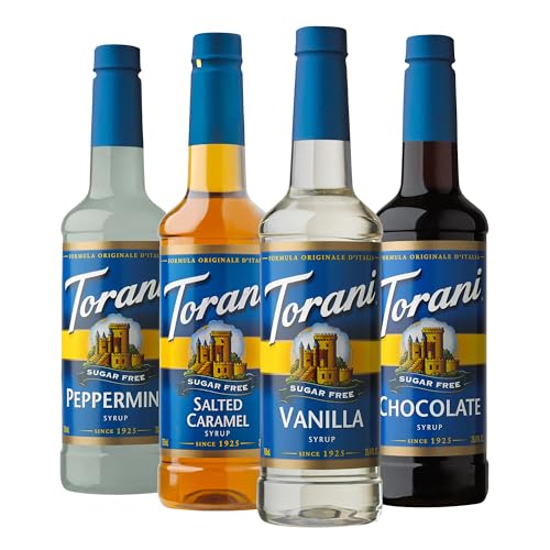 Torani Sugar Free Drink Syrup Soda Flavors Variety Pack, 25.4 fl oz, 4 Pack