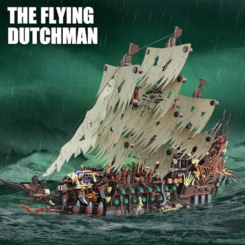 TYCOLE Pirate Ship Building Sets with Lights, MOC Flying Dutchman Model Toy Boat, Ghost Ship Building Blocks Sets