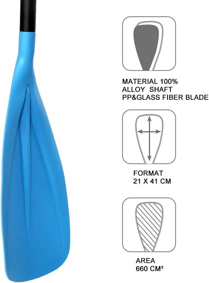 Karltion SUP Paddle - 3-Piece Adjustable Aluminium SUP Paddle with Glass Fiber Blade for Surfing, Floating, Water Sports