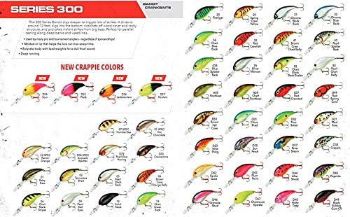 BANDIT LURES Crankbait Series 100 200 & 300 Bass Fishing Lures, Chartreuse Green Back, Series 300 (Dives to 12'), (BDT319)