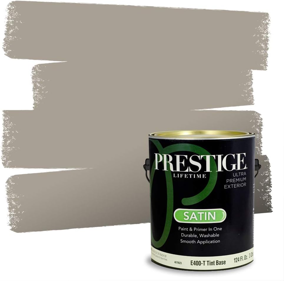 PRESTIGE Paints Exterior Paint and Primer In One, 1-Gallon, Flat, Comparable Match of Sherwin Williams* Grizzle Gray*
