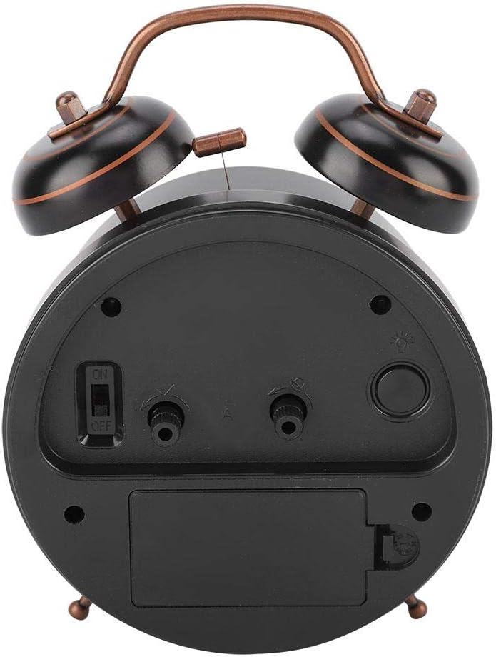 Boquite Old Fashioned Alarm Clock, Retro Mechanical Alarm Clock with Night Light (Black)