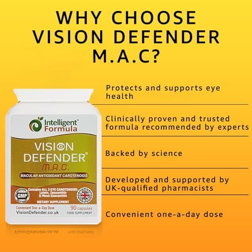 Vision Defender MAC Triple Carotenoid Eye Supplement, 3 Month 90 Capsules | Meso-Zeaxanthin, Triple Carotenoid Antioxidant, Marigold Extract