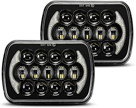 LX-LIGHT 105W 1000% Bright Black H6054 5x7 7x6 Led Headlights DRL Anti-glare Hi/Low Sealed Beam Compatible with Jeep Wrangler YJ Cherokee XJ Trucks Ford Chevy etc