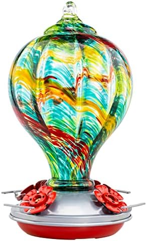 Muse Garden 32OZ Humming Bird Feeder Ant Moat,Gifts for Bird Lover,Gardening Backyard Decor Hummingbird Nectar Capacity,Nebula