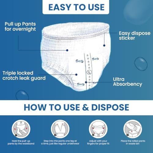 Comfy Life Premium Adult Diaper Incontinence Pull Up Pants – High Absorbency Adult Diapers for Women & Men - Adult Pull Up Nappy Pants for Comfort & Protection - Large Pack of 12 Pants