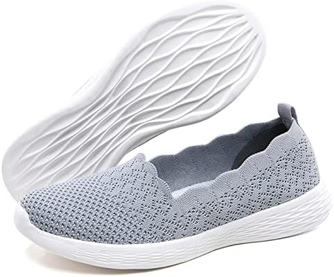 poemlady Women's Walking Shoes Slip On Knit Mesh Loafers Round Toe Flat