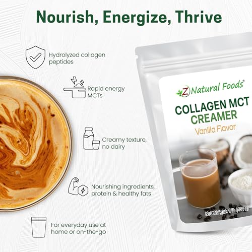 Z Natural Foods Collagen MCT Oil Creamer Powder- Vanilla, 16 oz (Pack of 1)