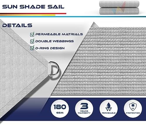 Windscreen4less 8' x 10' Sun Shade Sail Rectangle Outdoor Canopy Cover UV Block for Backyard Porch Pergola Deck Garden Patio (Gray)