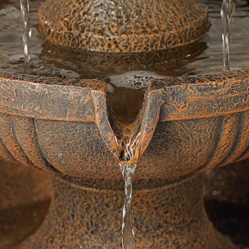 John Timberland Ravenna 43" Large Italian Garden Tiered Outdoor Fountain | Indoor Decor Faux Stone Floor Standing Waterfall 3-Tier Basin Tall Water